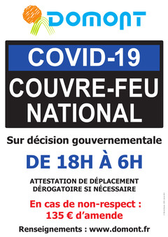 Affiche couvre-feu 18h/6h Janvier 2021