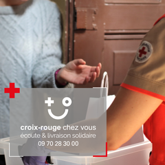 Affiche Croix-Rouge chez vous écoute et livraison solidaire