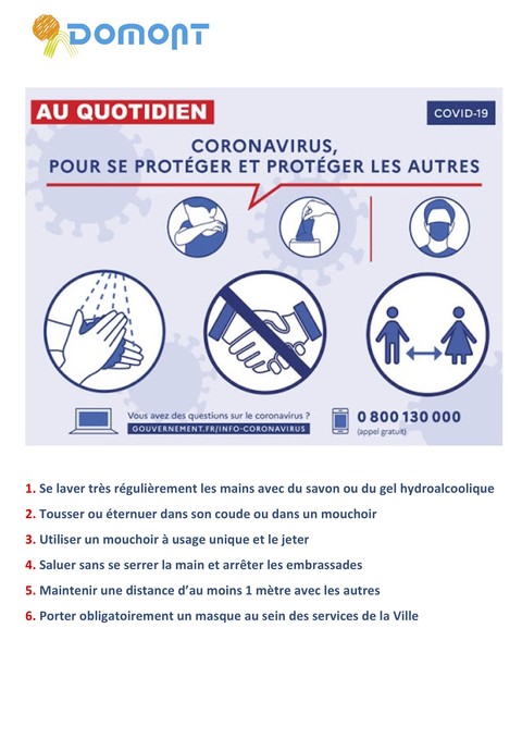 Affiche gestes barrières Ville de Domont Affiche gestes barrières Ville de Domont