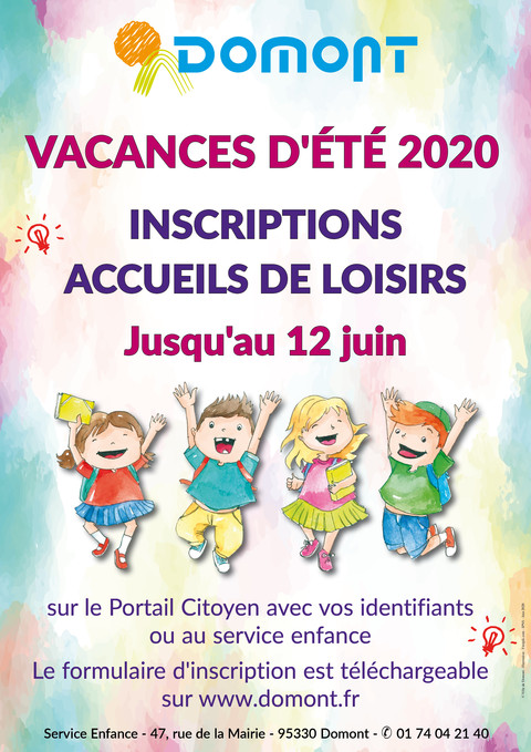 Affiche Inscription vacances été 2020 Affiche Inscription vacances été 2020
