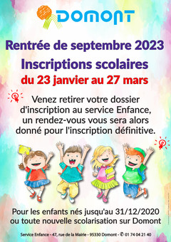 Affiche inscriptions scolaires 2023