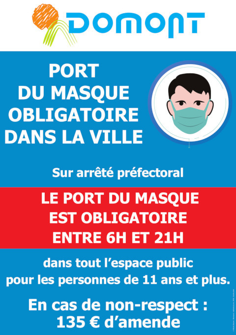 Affiche port du masque obligatoire 6h 21h nov 2020