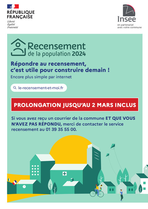 Affiche prolongation recensement 2024