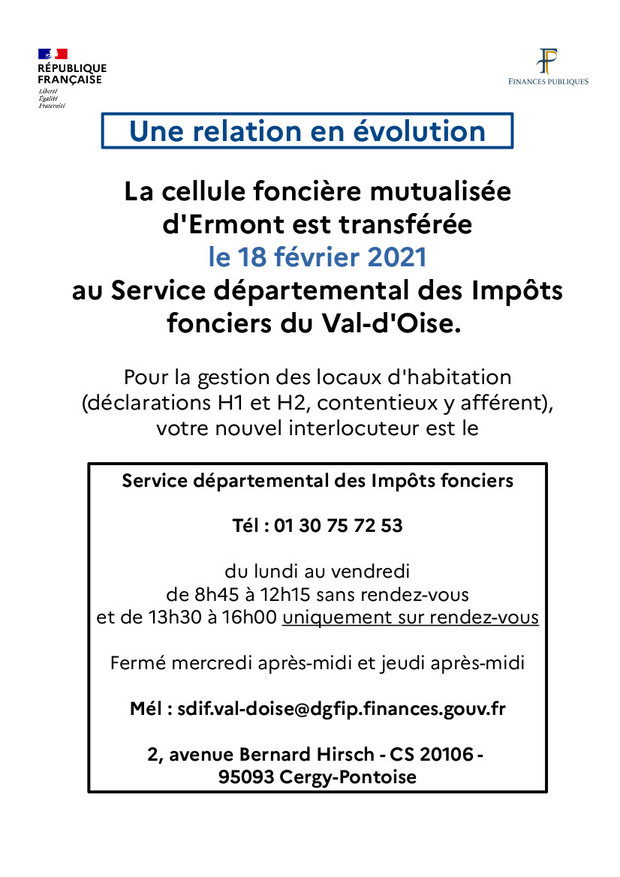 Affiche transfert cellule foncière d'Ermont Février 2021 Affiche transfert cellule foncière d'Ermont Février 2021