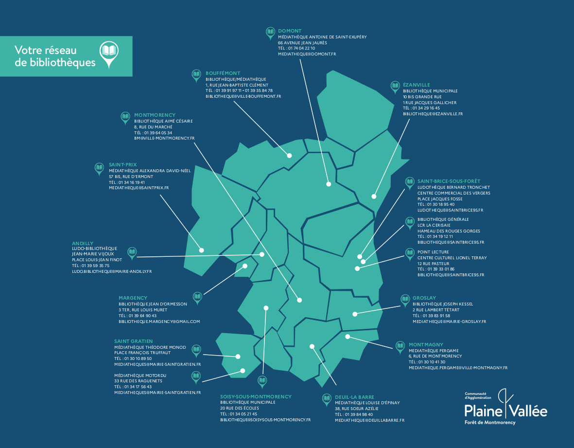 Carte reseau de bibliotheques-Plaine vallee