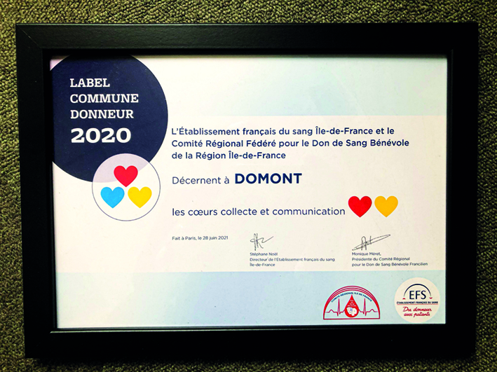 Diplôme EFS Commune donneur sept 2021