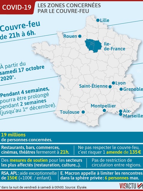 Les zones concernées par le couvre-feu