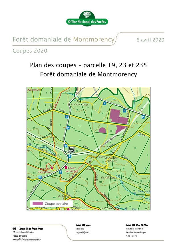 Plan des coupes ONF – parcelle 19, 23 et 235 avril 2020