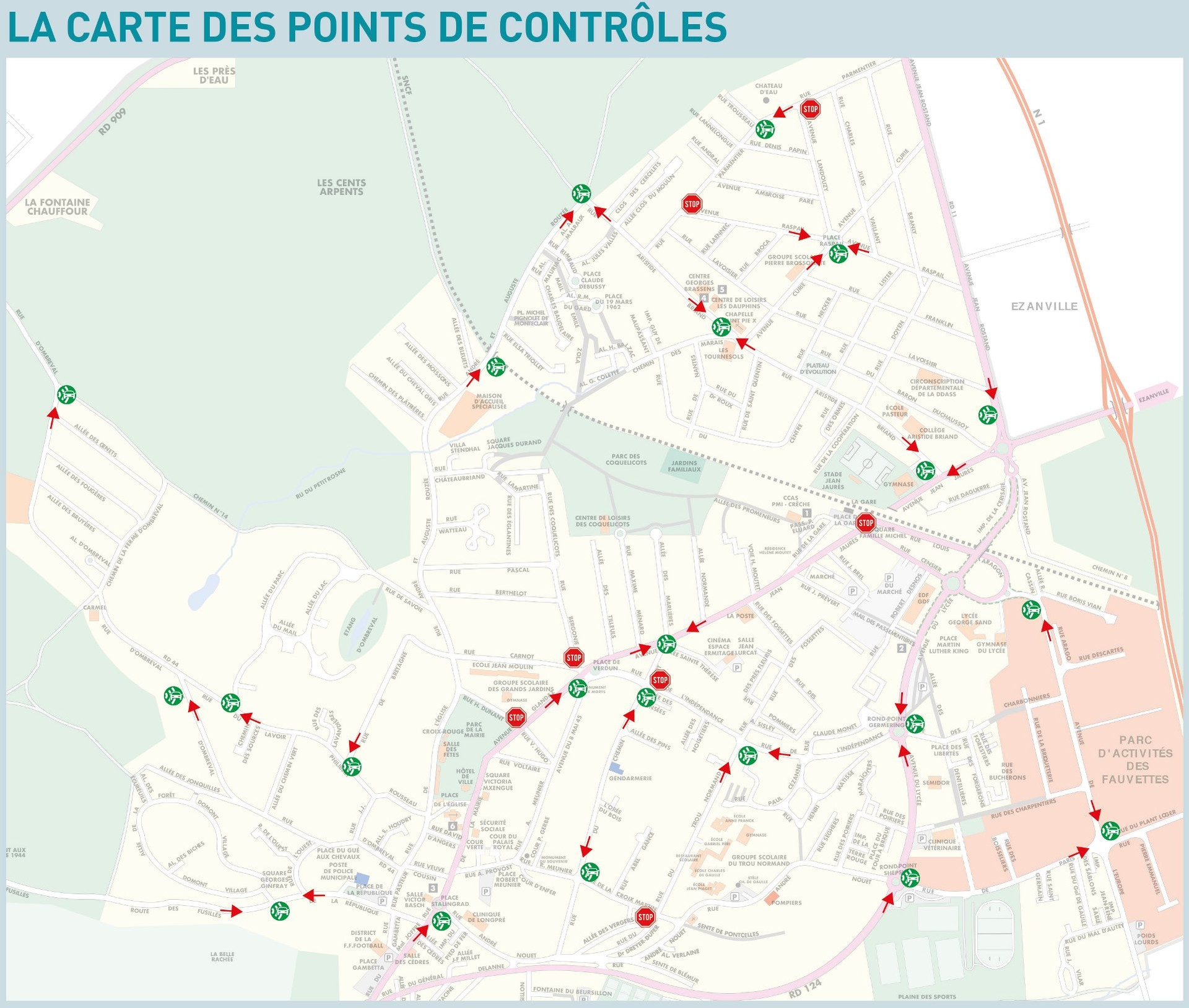 Plan des points de contrôles par la police municipale Plan des points de contrôles par la police municipale