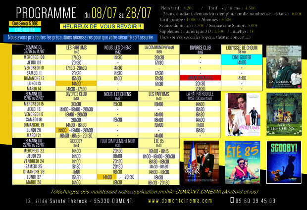 Programme Ciné Juillet 2020 Programme Ciné Juillet 2020