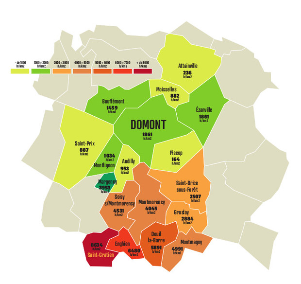 Val-d'Oise densité habitants par km2 2022