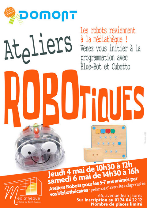 Affiche ateliers robotiques avril 2023