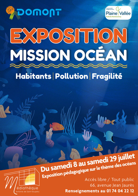 Affiche expo océan du 8 au 29 juillet 2023