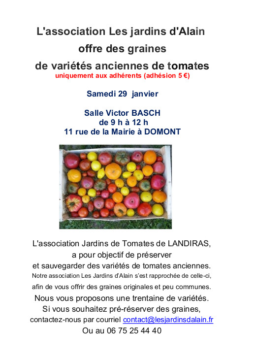 Affiche graines tomates Jardins Alain janv 2022