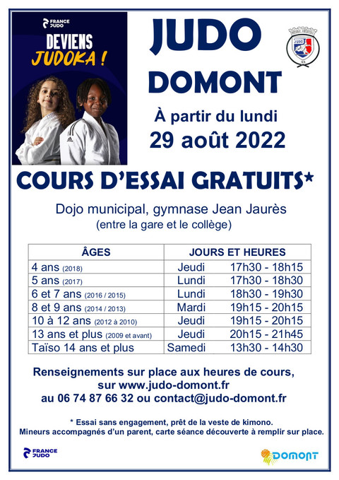 Affiche judo cours d'essai août 2022 Affiche judo cours d'essai août 2022