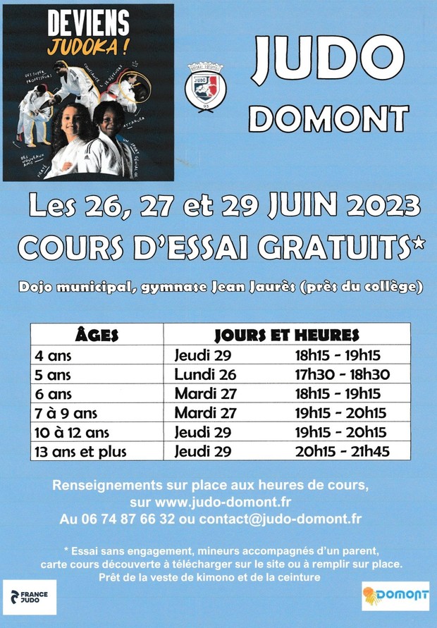 Affiche judo cours essai juin 2023