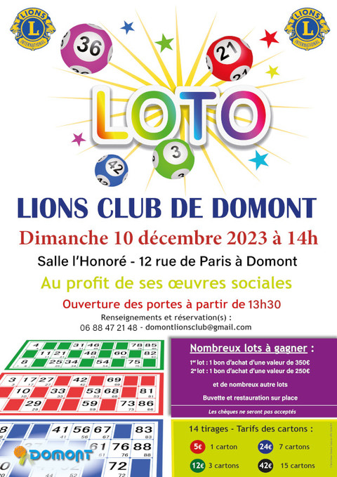 Affiche Loto Lions club 2023