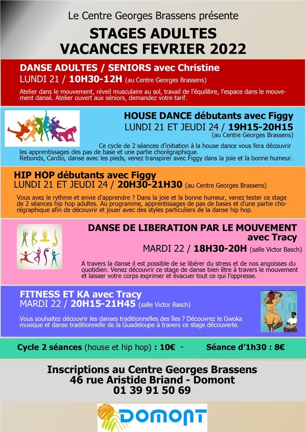 Programme Brassens stages adultes vacances hiver 2022 Programme Brassens stages adultes vacances hiver 2022