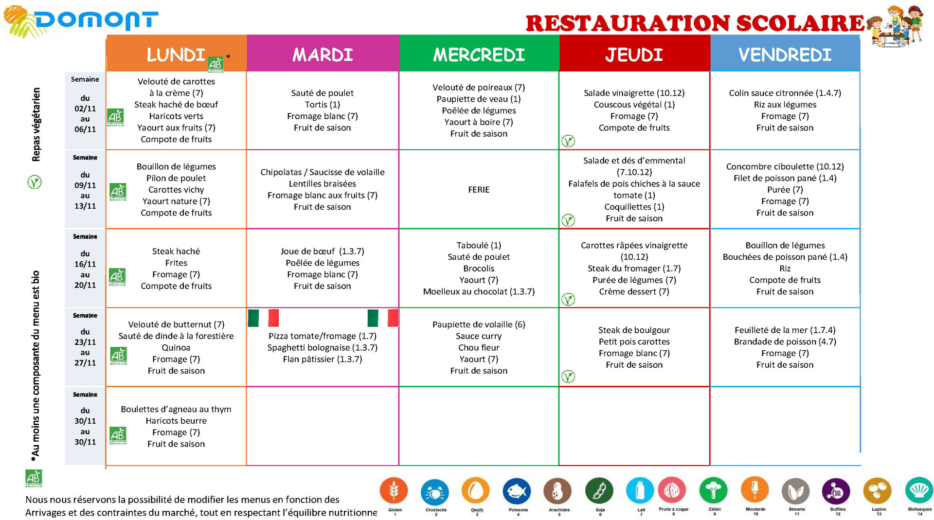 MENU NOVEMBRE 2026