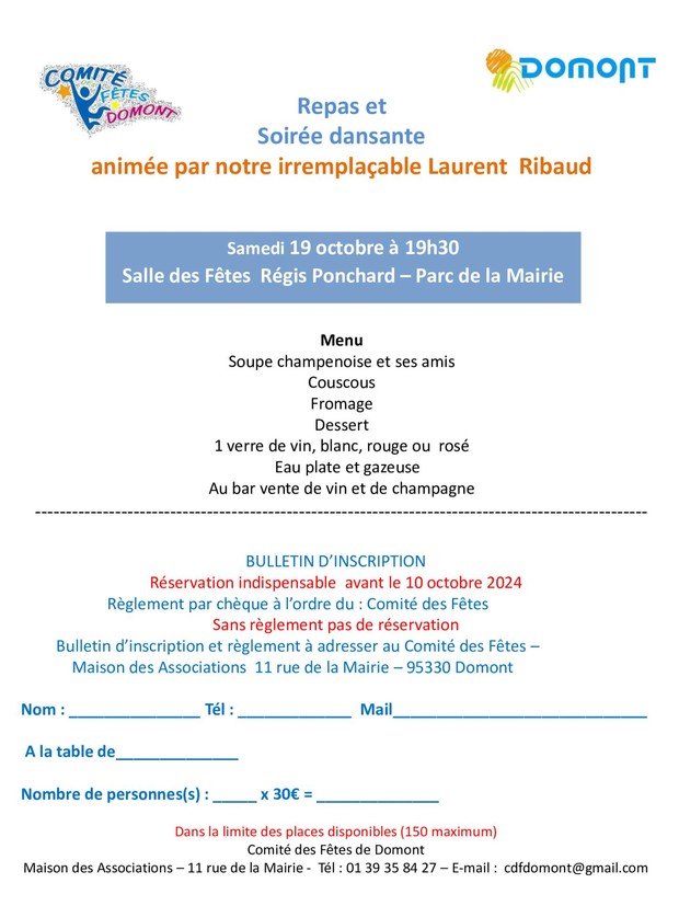 Menu soirée dansante 2024 Menu soirée dansante 2024
