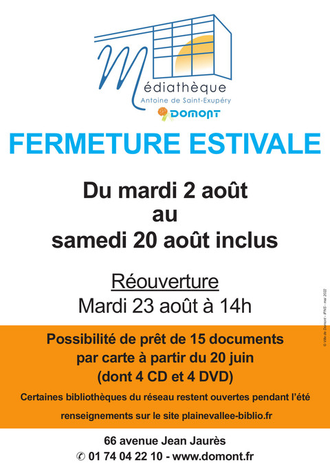 Fermeture estivale Med 2022 Fermeture estivale Med 2022