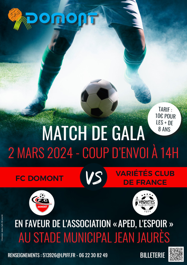 Affiche foot match gala mars 2024